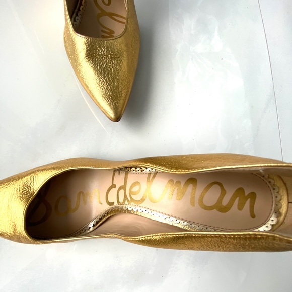 SAM Edelman metallic gold heels size 8 1/2 - Picture 8 of 12